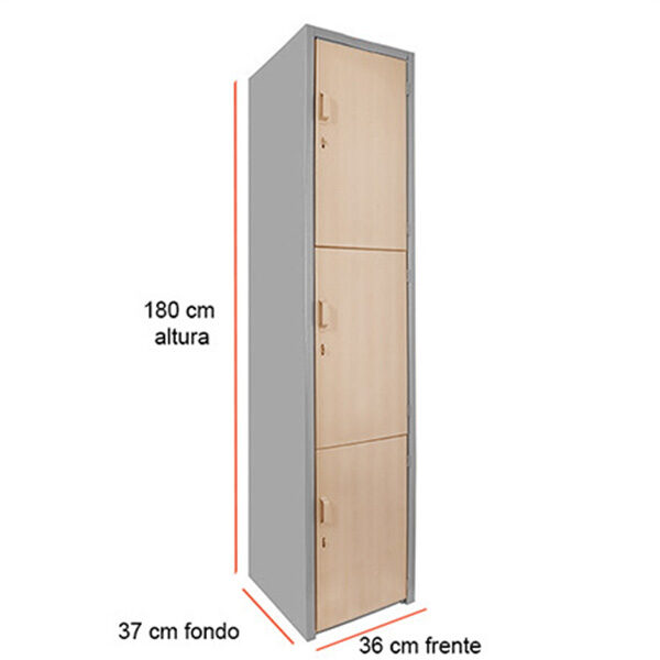 Locker 3 Puertas Acabado Maple